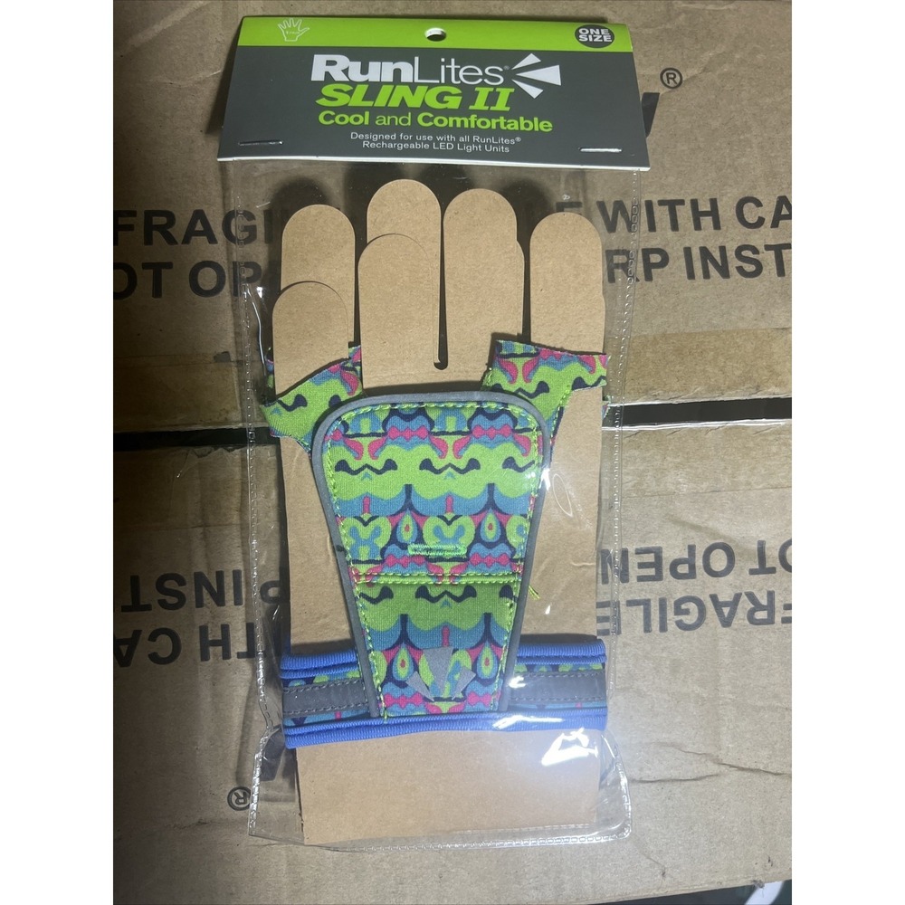 RunLites sling 2 Fingerless Strap Glove Peacock Colorway OSFA USB Rechargeable